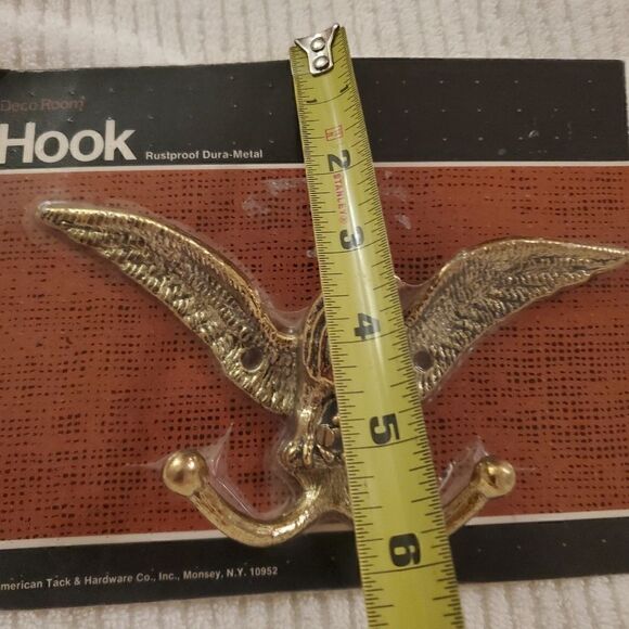 Brass Eagle Coat Hook , Eagle/ Like Bird Rust Proof  Dura- Metal Home Decor Vtg - Picture 4 of 6